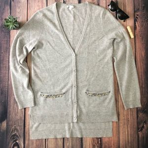 100% Cashmere Garnet Hill sweater with rhinestones